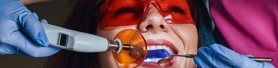 woman taking zoom teeth whitening treatment
